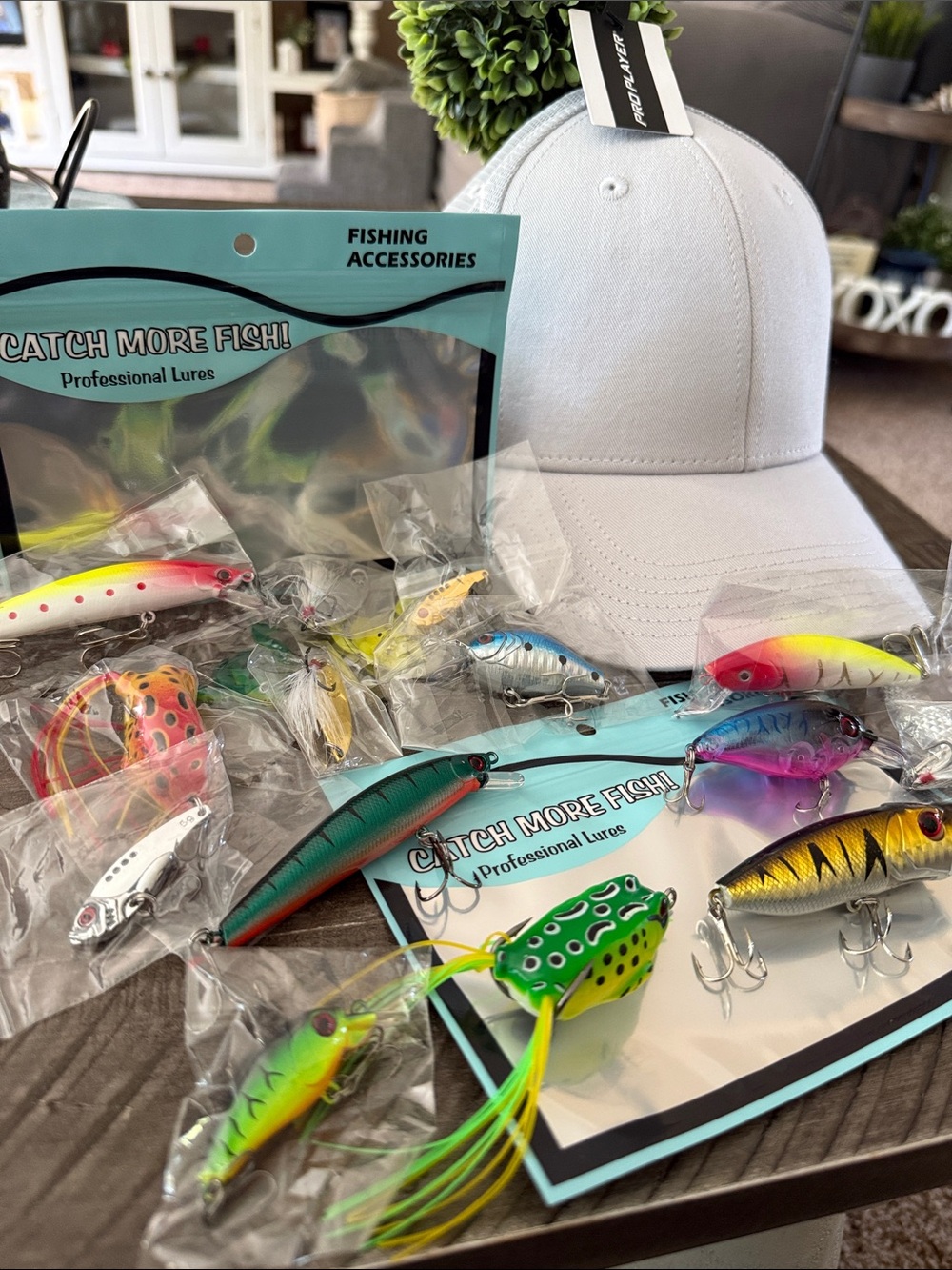 Father’s Day Bundle! Gray Pro-Player Hat and 24 piece fishing bundle - New!